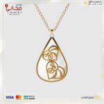 تعليقة ذهب مع الماس بشكل قلبين مع سلسال