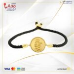 اسوارة مع قطعة ذهب دائريه 1جرام شعار الوردة عيار 24 قيراط