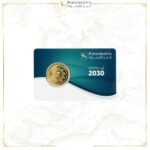 سبيكة ذهب 5 جرام دائرية عيار 24 تحمل شعار رؤية 2030 بتصميم فاخر